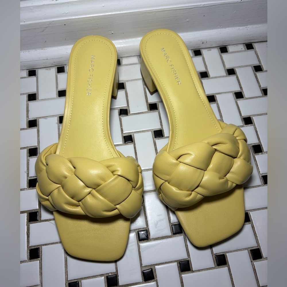 Marc Fisher Braided Yellow Slide Mules